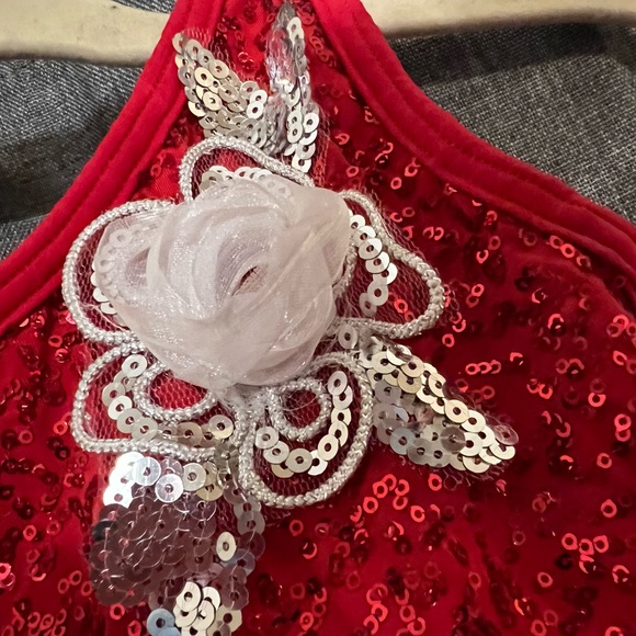 Weissman’s adorable red sequin with tuelle attached skirt. Child Small - Picture 8 of 9